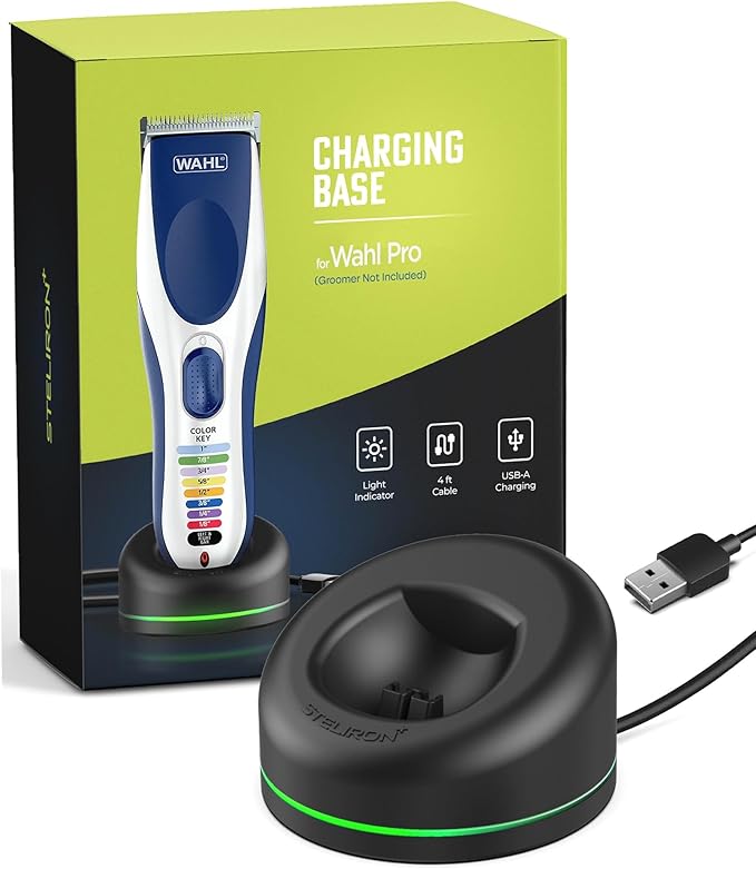 Replacement Charger for Wahl Color Pro Cordless Clipper & Trimmer (Model 9649P), Charging Dock Base with Light Indicator, USB Powered (Black)
