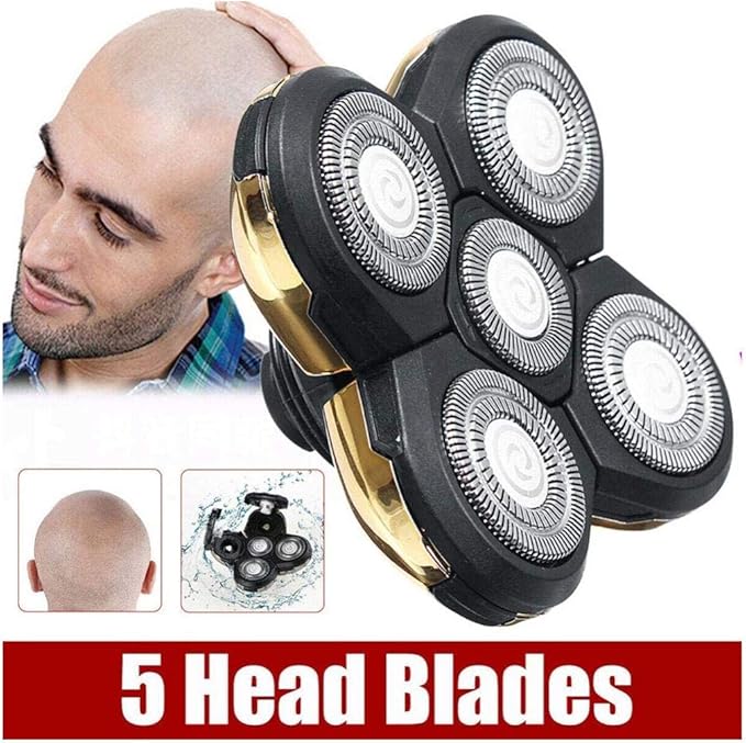 5 Head Shaver Head, Replacement Shaving Head For Shaver, Easy to Install Electric Shaver Head, 4D Rotary Cutting Head Double Ring Blade, Universal For 5 Head Shavers.