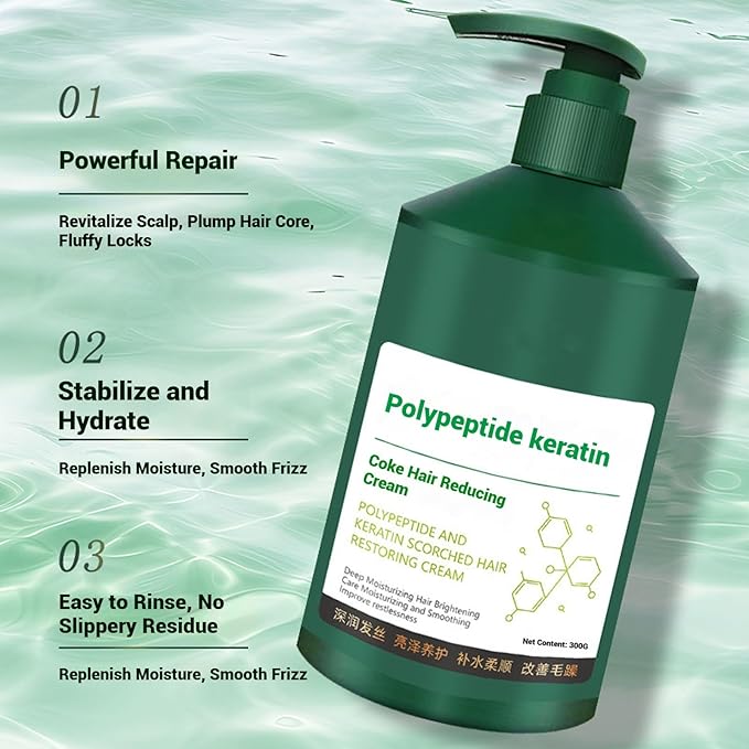 Polypeptide Keratin Hydrating Smoothing Hair Damage Repair Cream, Polypeptide Keratin Hair Treatment, Deep Conditioning Mask, Lasting Shine and Smoothness (2*(250g+300g))