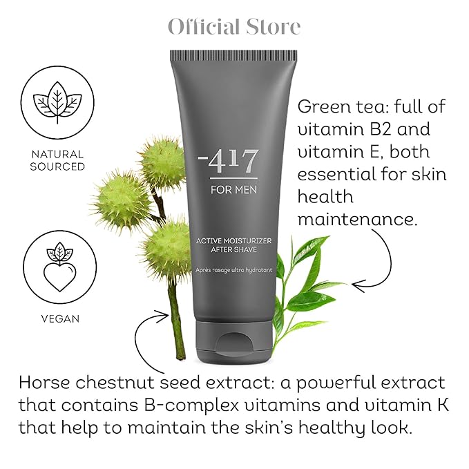-417 Dead Sea Cosmetics Active Vegan After Shave For Men - Soothes, Moisturizes While Protecting Skin From Cuts and Nicks 3.38 oz.