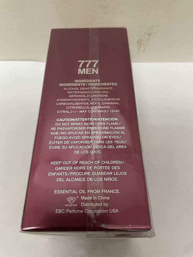 EBC-Collection, 777 MEN RED Perfume for Men, 3.4oz/100ml