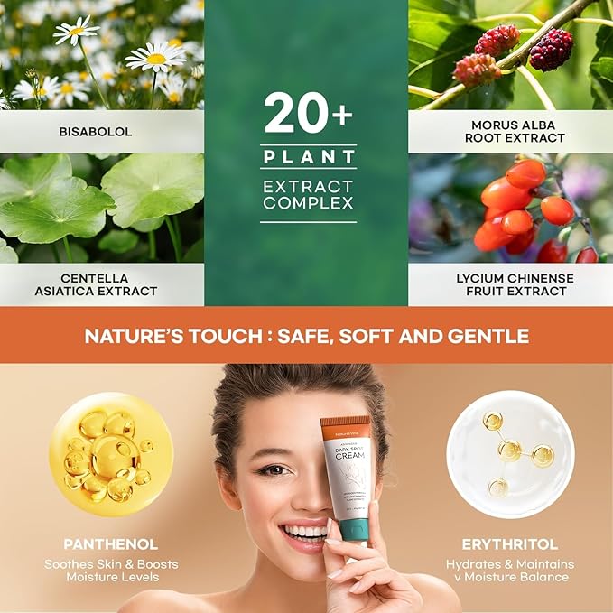 Natural Vine Dark Spot Corrector: Dark Spot Remover for Face Body in 4-8 Weeks - Instant Concealing & Age Brown Sun Faded Spot Remover Melasma Freckles Correcting with Niacinamide for Women & Men 60g