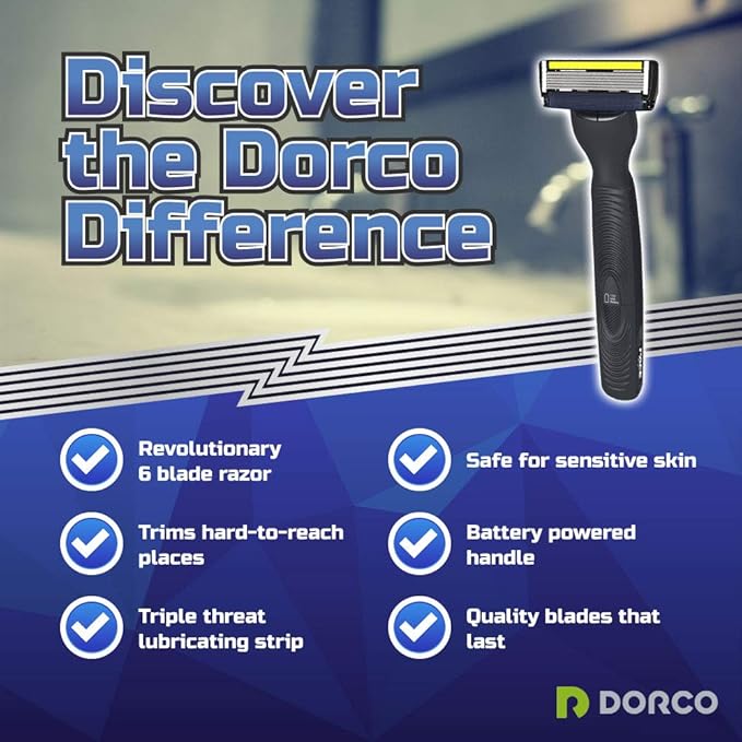 Dorco Pace 6 Plus Power - Six Blade Power Razor System with Trimmer (12 Cartridges (No Handle))