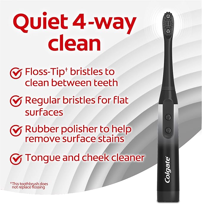 Colgate 360 Charcoal Sonic Powered Battery Toothbrush, 2 Pack