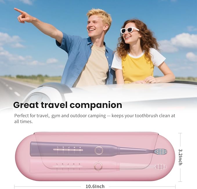 Silicone Electric Toothbrush Travel Case, Manual Toothbrush Travel Cover for Men and Women,Toothbrush Holder for Travel,Gym and More, Fits Most Manual and Electric Toothbrushes - Pink