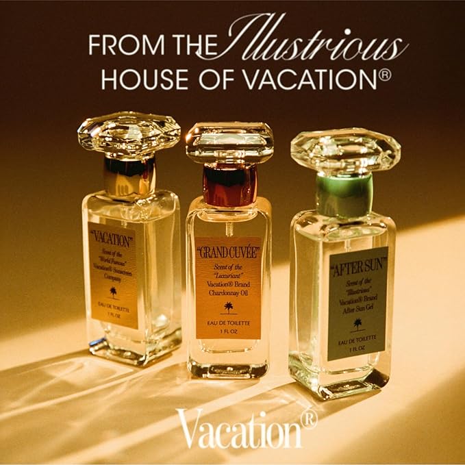 VACATION “GRAND CUVÉE” Eau de Toilette Sunscreen, Amber Vanilla Perfume, Unisex Summer Scent with Argan, Peach, Cedarwood & Vanilla Bean, 1 Fl. Oz.