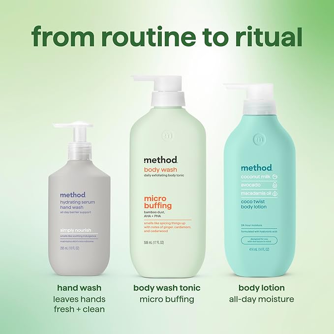 Method Body Wash, Daily Exfoliating Body Tonic - with notes of Ginger, Cardamom and Cedarwood, 17 fl oz