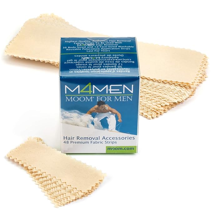 MOOM Waxing Hair Removal Strips for Men Polycotton, Specially Engineered for Maximum Hair Removal – Perfect for Back, Chest & Body Hair Wax (48 Count) 1 Pack