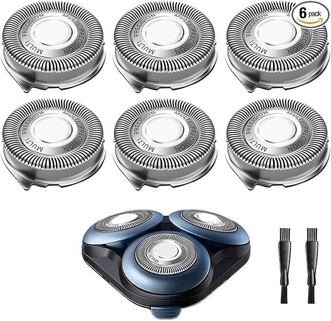 SH50/52 Replacement Heads Compatible with Philips Series 5000 Electric Shavers, MultiPrecision Shaving Razor Heads Fit for 5210 5100 5590 PT730 AT830 Shavers, 6 Pack