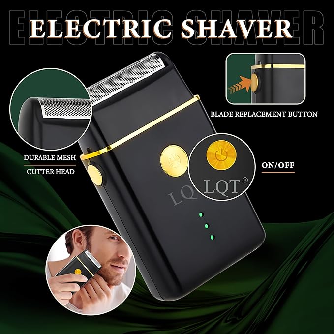 Hair Clippers for Men with LED Power Display, 4-Piece Professional Grooming Kit with Hair Clipper, Detail Trimmer, Foil Shaver & Nose Trimmer, Complete Cordless Set for Home Use and Gifts