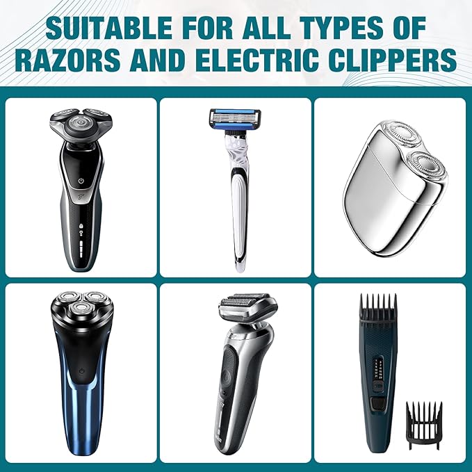 Shaver Cleaning Solution, Electric Shaver Oil, Shaver Cleaner with Brush, Deeply cleans and Lubricates, Extend the Lifespan of Your Shaver, for Clippers, Trimmers, and Beauty Devices
