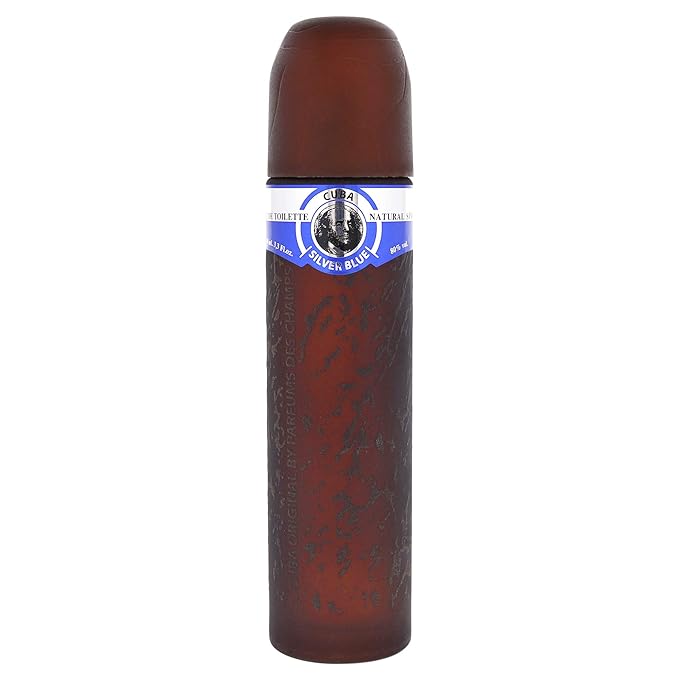 Cuba Silver Blue Eau de Toilette Spray for Men, 3.3 Ounce, brown