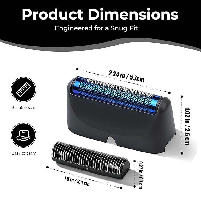 2-Pack Shaver Replacement Foil and Cutter Compatible with BaBylissPRO UV-Disinfecting Single Replacment Foil (Black)