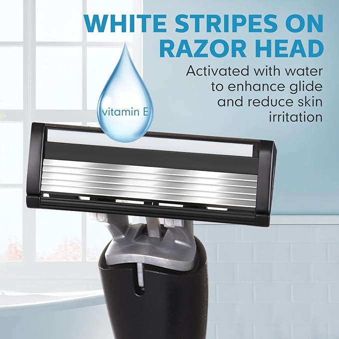 37 Pcs Refillable 5 Blade Disposable Razors for Men Sensitive Skin Razor Men's Disposable Refillable Razors Set Shaving Kit, 1 Razor Handle and 36 Cartridges