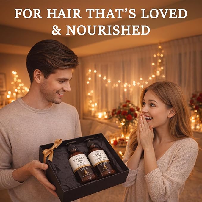 Batana Oil Shampoo & Conditioner Set for Hair Growth & Thickening - With Biotin, Keratin, Tea Tree & Rosemary - Strengthens & Volumizes Thin Hair - Daily Hair Care for Men & Women