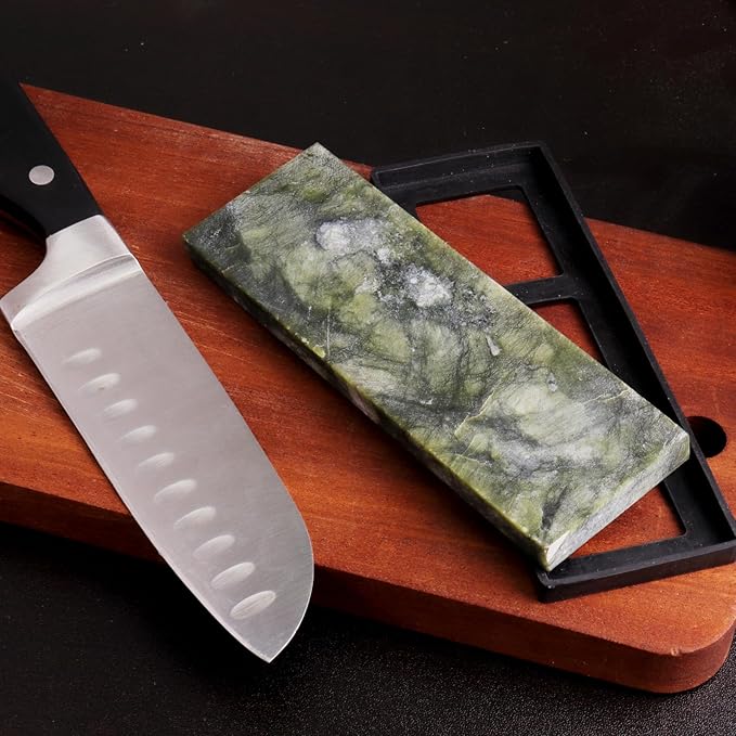 10000# Sharpening Stone,Ultra Fine Polishing Mirror Edge Stone with Non-slip Base Natural Green Whetstone for Knives Tools,Cutting Tools (5.9x1.97x0.59Inch)