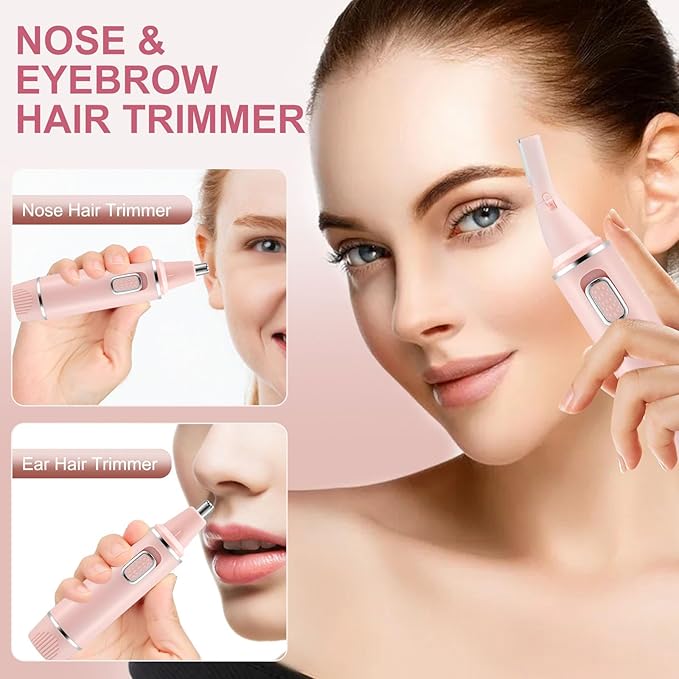 AREYZIN Nose Hair Trimmer for Women-2025 Professional Painless Eyebrow Trimmer and Nose Trimmer Facial Hair Removal Nasal Hair Clippers Professional, Easy to Clean, Dual-Edge Blade,Pink