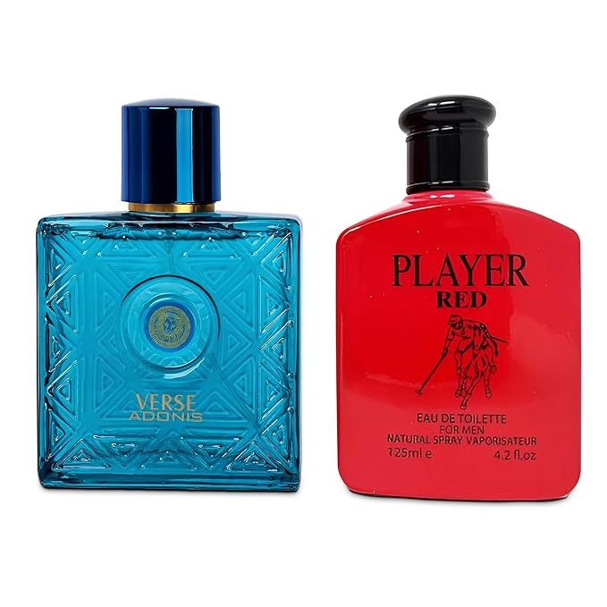 Verse Adonis&Player Red Combo Men Cologne 3.4 Fl. Oz Men's Perfume Refreshing Combination of Woody Floral & Fruity Scents Eau De Parfum for Men Lasts All Day Best Gift for Any Occasion