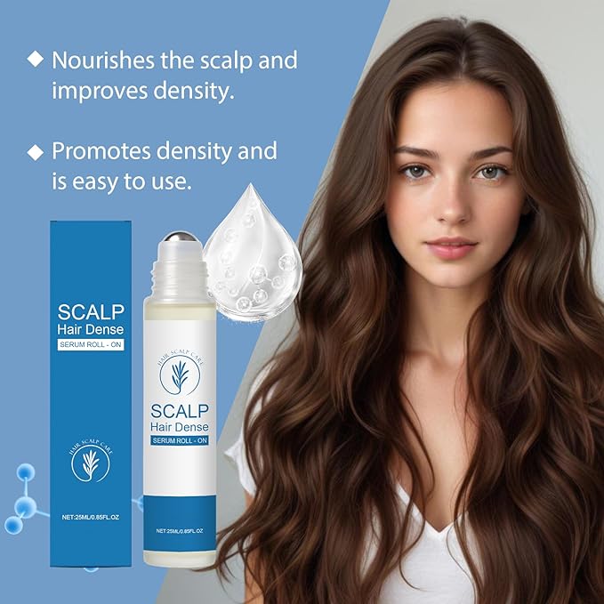 25ml Hair Growth Serum For Thickening & Densifying Hair - Scalp Treatment Serum For Thicker Fuller Hair With Rosemary & Ginger - Hair Density Roller Ball For All Hair Types