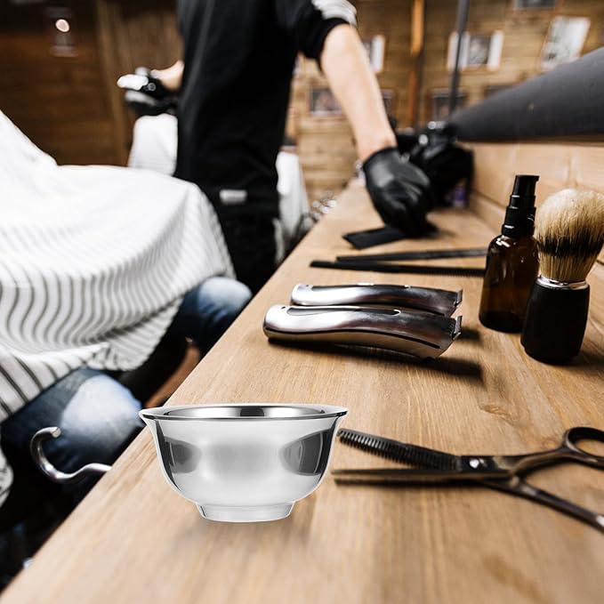 TEHAUX Stainless Steel Shaving Soap Bowl Foaming Cup Barber Shaving Soap Cup for Men Sturdy Lather Bowl Suitable for Home and Professional Use Random Style