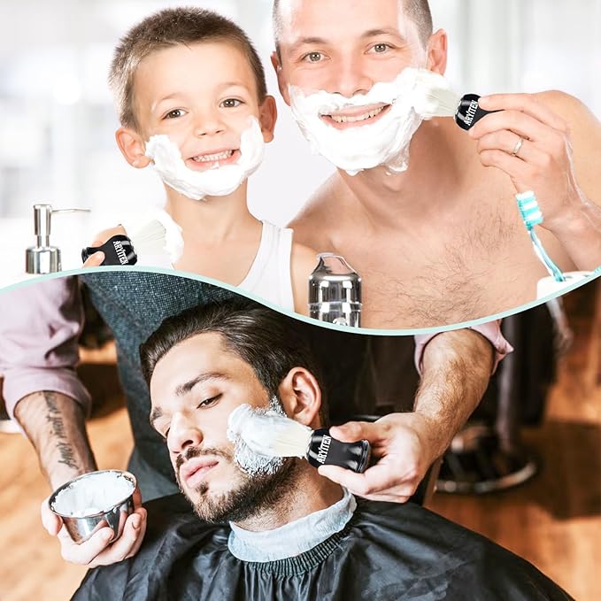 Shaving Brush Set for Men, Premium Shaving Kit for Men, Perfect for Wet Shave with Shaving Cream & Soap, Suitable for Razor, Trimmer, Clippers, Ideal Gift for Birthday and More