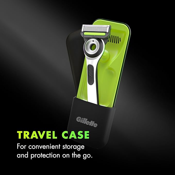 GilletteLabs with Exfoliating Bar Men’s Sharp White Edition Handle, 2 Blade Refills and Travel Case, Gift Set