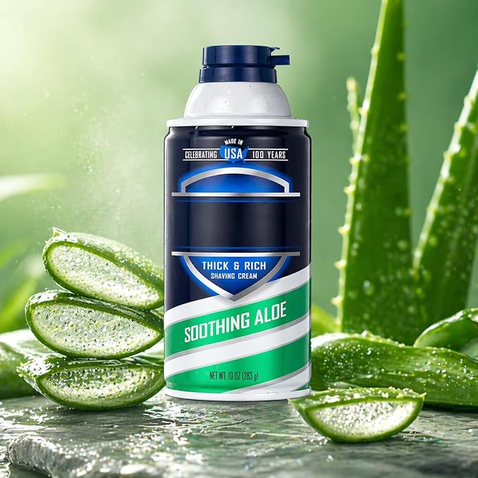 Men’s Shaving Cream with Aloe, 10 oz, Classic Shave Cream for Daily Grooming, Smooth Lather for Easy Razor Glide