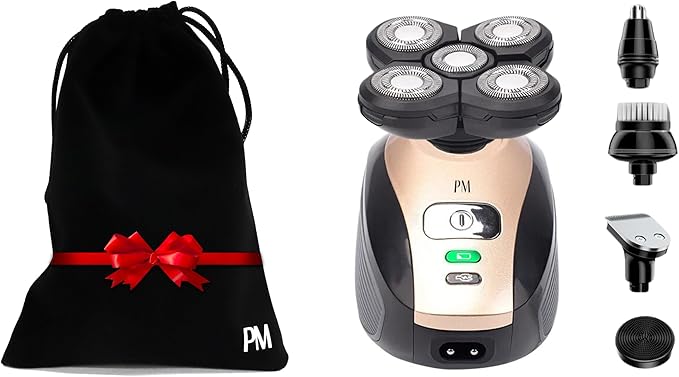 5 Head Shavers for Bald Men - Wet Dry Head Shavers for Men - Electric Razor for Bald Hair - Head Shaver Kit - Rechargeable Bald Head Shaver with Trimmers and Cleaning Brush