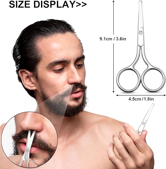 FEITA Small Nose Hair Scissors, Round Tip Design - Men's Grooming Scissors for Facial Safety, Beauty Use for Woman, Makeup, Eyebrow, Lashes, Mustache