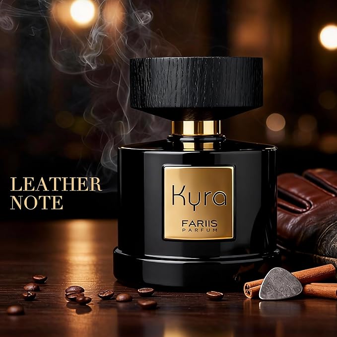 Kyra Eau de Parfum for Men, Woody & Sophisticated Fragrance, Leather and Warm Amber Notes, Long Lasting Masculine Charm, Subtle Yet Memorable Bold Scent, 3.4 Fl Oz