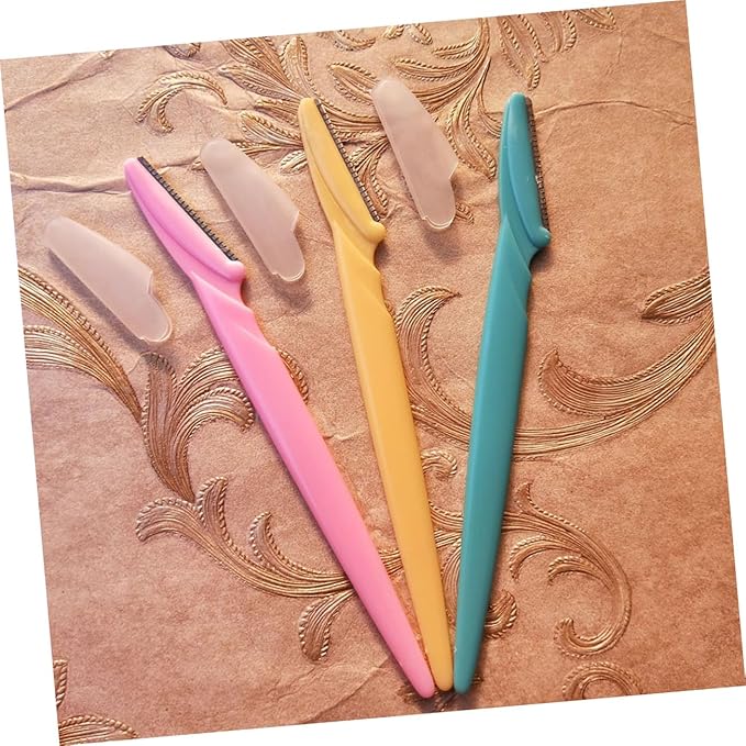 FOMIYES 24pcs Facial Razor Kit Stainless Steel Eyebrow Hair Trimmer Easy to Shape Lightweight Non-slip Grip Compact for Travel Beauty Tool Random Color