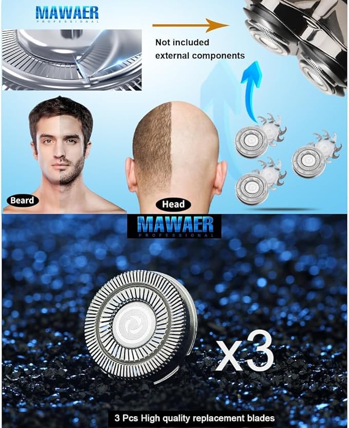 3pcs Head Shaver Replacement Blades for Skull Shaver Pitbull Forte 3 Head Baron 3 Head Pitbull Butterfly Kiss and Palm Shaver
