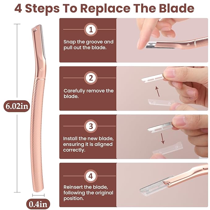 AIBRIT PRO Dermaplaning Tool for Face, Dermaplane Razor for Peach Fuzz with Metal Grip, Professional Eyebrow Razor for Women, Facial Razor for Women Silver (12 Replaceable Blades)