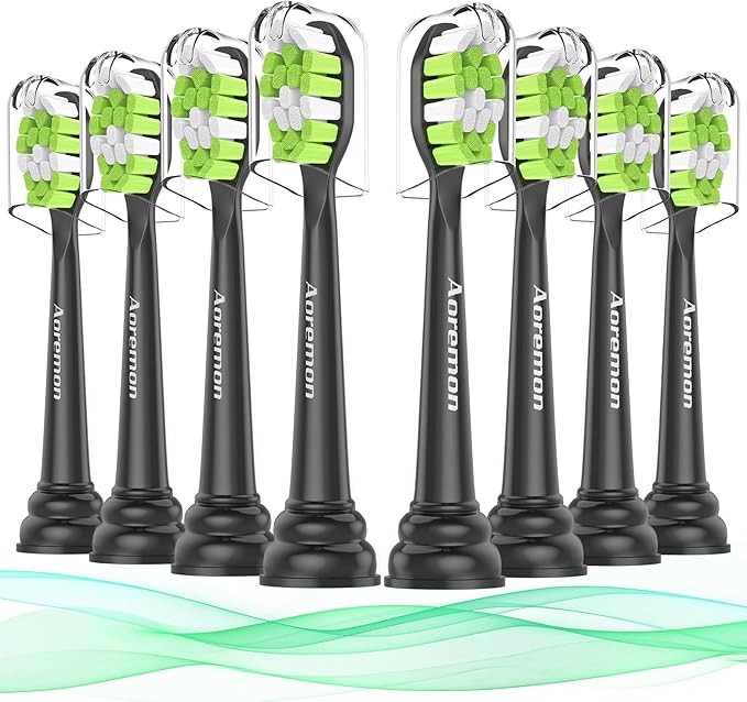 Replacement Toothbrush Heads for Philips Sonicare W C2 Electric Toothbrush Heads Compatible with Sonicare 4100 5100 5300 6100 C1 G2 Snap-on Electric Tooth Brush Handle, 8 Count, Black