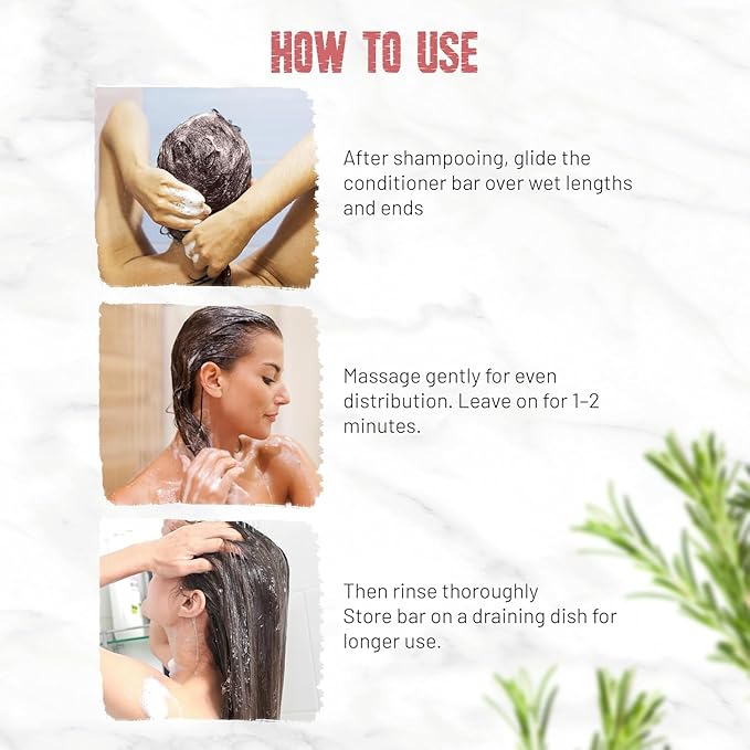 Herbishh Rosemary Conditioner Bar for Hair Growth, Volumizing Solid Conditioner, Strengthening Biotin Bar, Cleansing Soap for Women & Men, Ideal for Curly & Straight Hair 3.53 oz pk of 2
