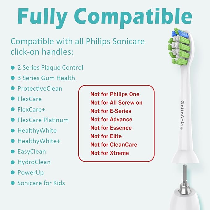 Replacement Toothbrush Heads for Philips Sonicare Click-on Electric Brushhead White 8 Pack