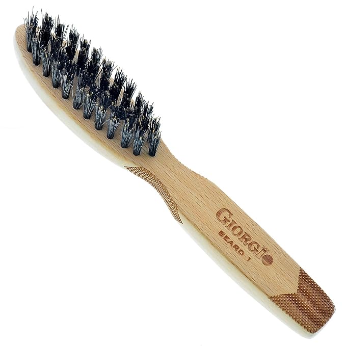 Giorgio G87 Gentleman's Tokyo Folding Pocket Comb, Flexible Men's Hair, Beard and Mustache Pocket Comb. Hand-Made of quality Durable Cellulose Acetate + GBRD1 6 Inch Beard and Mustache Brush