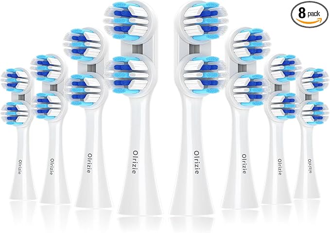 Replacement Toothbrush Heads Compatible with Spinbrush Pro Clean, Deep Cleaning Electric Toothbrush Heads Brush with Dual-Head Design & Medium Bristles 8-Pack