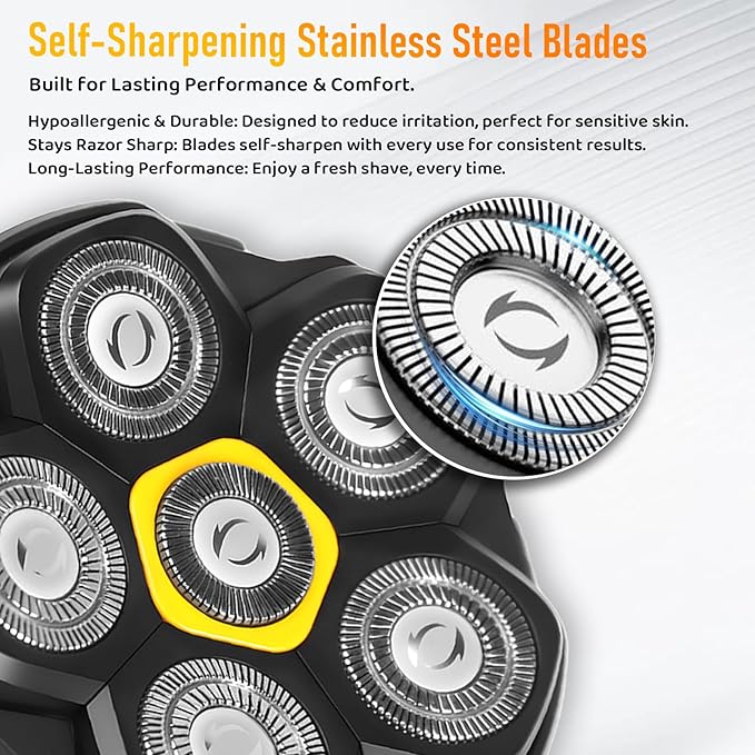 Magnetic 6D Shaver Replacement Heads – Universal Compatible with Kensen,DOAO,NIWUIO,Ufree,Solimpia & Most Most 6D Magnetic Electric Shavers for Bald Men & Face Shaving (4-Pack)
