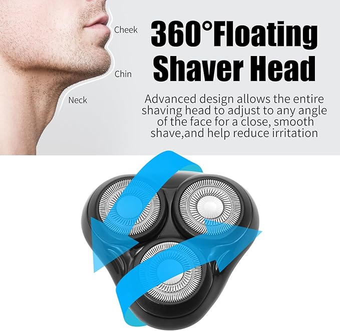 Universal Rotary Replacement Shaver Head,Compatible with Remington Shaver Series,for R3,R4,R5,R6,R7,R8,SP-3141 and SP-5161 Foils/Blades (Black(1 Count))