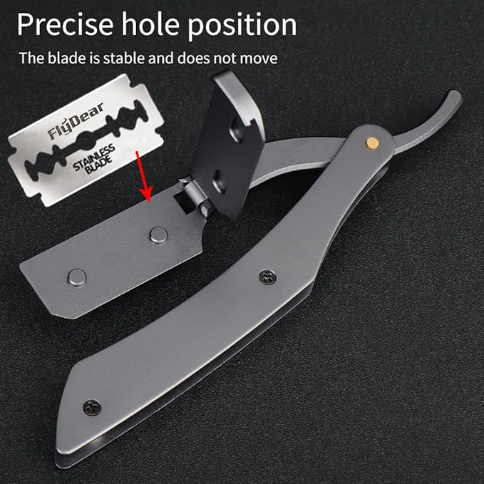 Professional Barber Straight Razor - 20 Stainless Steel Blades, Aluminum Handle, Portable Shaving Kit (TKL-B)