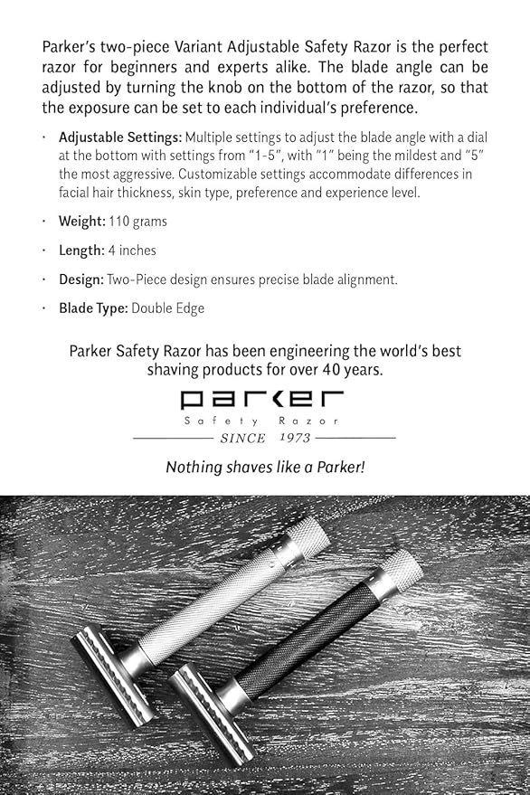 Parker 5-Blade Razor Handle Compatible with Gillette® Fusion® Cartridges – Weighted Metal Handle with Textured Grip for Smooth, Tug-Free Shaving | Luxury Men’s Gift | 1 Cartridge Included (CHROME)