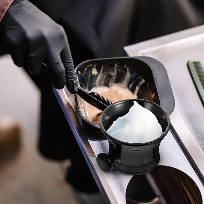Ceramic Men’s Shaving Soap Bowl Black with Foaming Function Simple Shaving Cream Container Practical Bubble Bowl