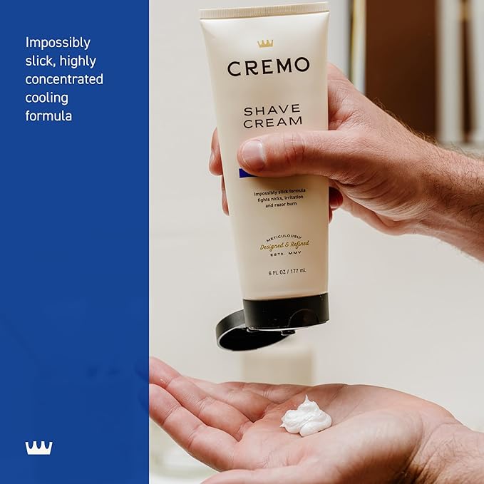 Cremo Barber Grade Cooling Shave Cream,Astonishingly Superior Ultra-Slick Shaving Cream Fights Nicks,Cuts And Razor Burn,6 Fl Oz,WHITE,(Pack of 4)