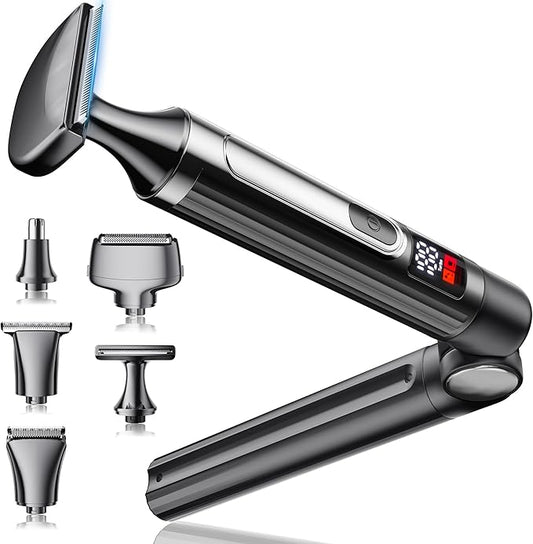 Electric Back Shaver for Men, 5 in 1 Mens Back Shaver, Cordless Back Hair Trimmer for Men with Extendable Long Handle, Self-Service Body Groomer Razor with Wider Blade