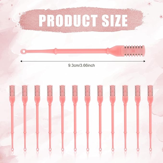 12pcs 2 in 1 Nasal Hair Cutter, 360 Rotating Nose Hair Trimmer for Men Women Double Sided Nose Hair Cleaner with Ear Picker Portable Manual Nostril Hair Removal Tool (Pink)