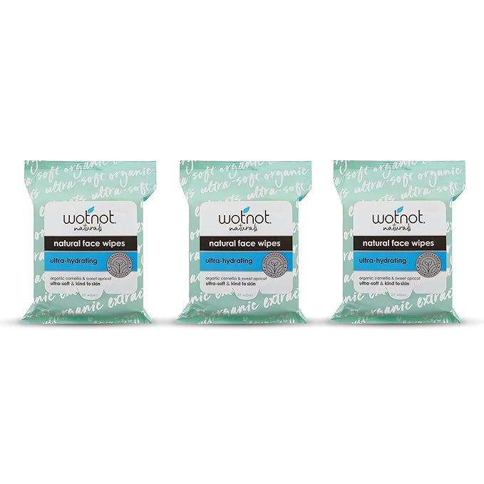 Wotnot - Natural Face Wipes, Ultra Hydrating, 25 count (Pack of 3)