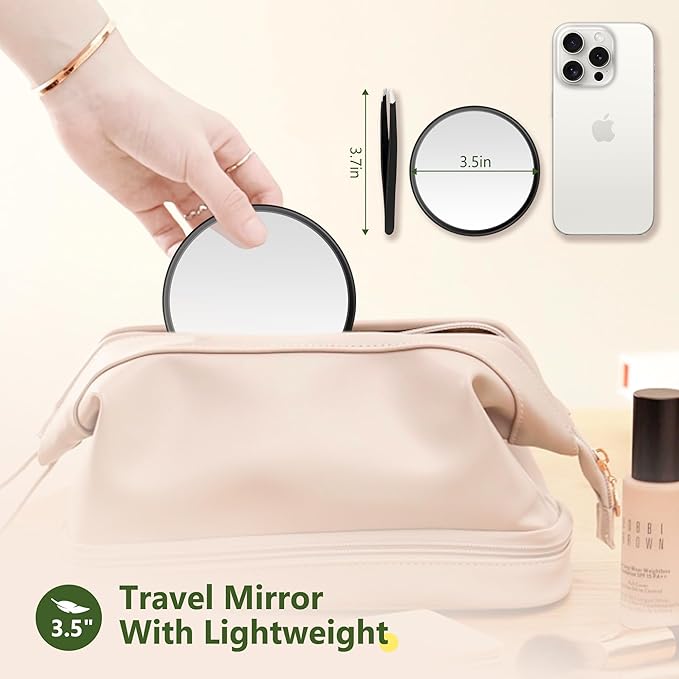 30X Magnifying Mirror, Magnifying Mirror Suction Cup, Travel Makeup Mirrors with Precise Tweezers, Compact Mirrors for The Removal of Female Facial Hair, 3.5 Inches (Black)