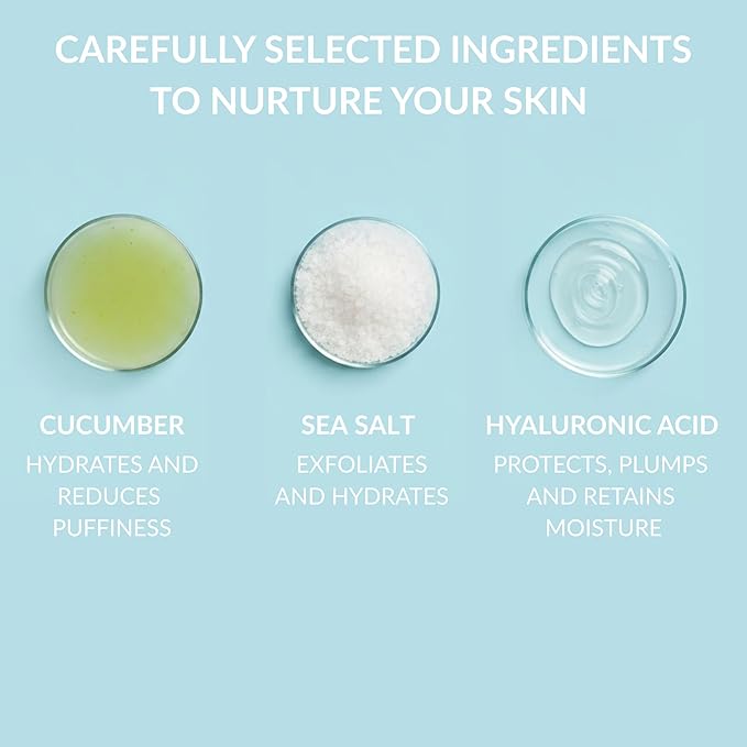 SpaScriptions Exfoliating Sea Salt Body Wash with Hyaluronic Acid - 32 fl oz Moisturizing Body Scrub for Soft Glowing Skin, Gentle Natural Daily Cleanser, PH Balanced, Scented, Paraben Free