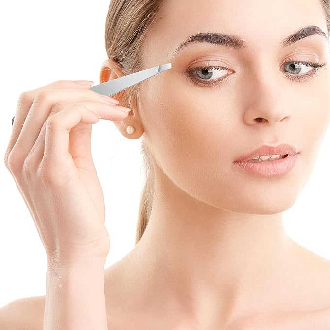 Professional Slant Tweezers for Women,Stainless Steel Eyebrow Tweezers for Eyebrows, Facial Hair,Chin Hair and Ingrown Hair Removal